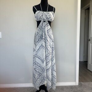 Anthropologie NWOT White and Blue Suspender Skirt Set